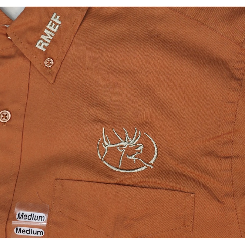 Rocky Mountain Elk Foundation Men M Orange RMEF Long Sleeve Shirt Button - Picture 5 of 8